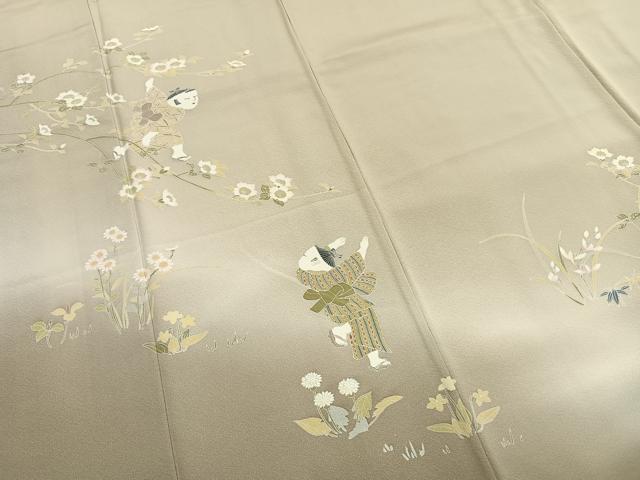 平和屋着物●訪問着　作家物　人物花文　暈し染め　正絹　逸品　AABI1507fy