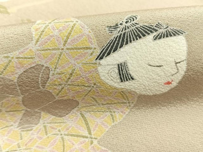 平和屋着物●訪問着　作家物　人物花文　暈し染め　正絹　逸品　AABI1507fy