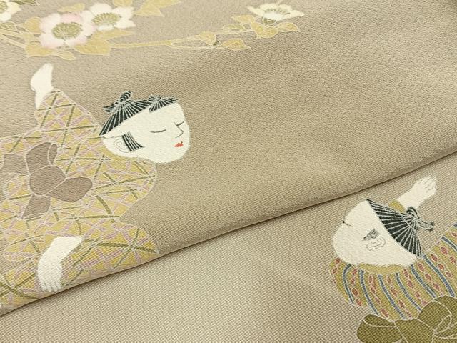 平和屋着物●訪問着　作家物　人物花文　暈し染め　正絹　逸品　AABI1507fy
