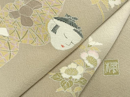 平和屋着物●訪問着　作家物　人物花文　暈し染め　正絹　逸品　AABI1507fy