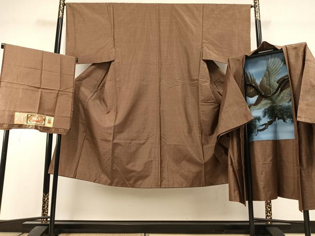 平和屋着物●男性　本場大島紬　アンサンブル　亀甲絣　証紙付き　正絹　逸品　AABI1509fy