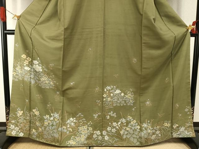 平和屋着物●白山紬　訪問着　草花文　正絹　逸品　未使用　AABI1510fy