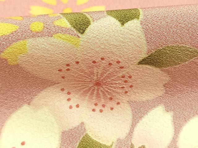 平和屋着物●豪華振袖　舞桜文　暈し染め　ロング丈　正絹　逸品　AABI1513fy
