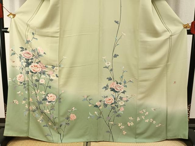 平和屋着物●訪問着　友禅　作家物　枝花文　暈し染め　正絹　逸品　AABI1514fy