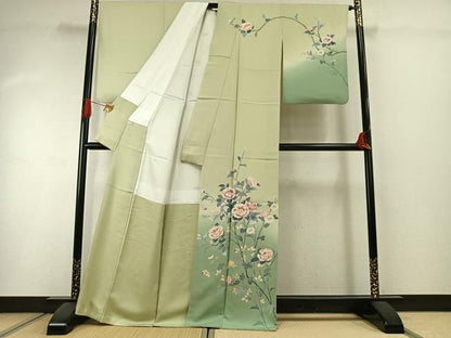 平和屋着物●訪問着　友禅　作家物　枝花文　暈し染め　正絹　逸品　AABI1514fy