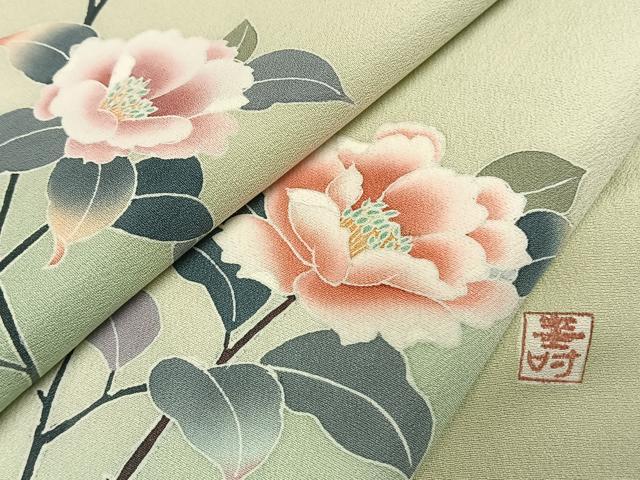 平和屋着物●訪問着　友禅　作家物　枝花文　暈し染め　正絹　逸品　AABI1514fy
