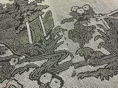 平和屋着物●訪問着　総絞り　風景花文　黒地　正絹　逸品　未使用　AABI1515fy