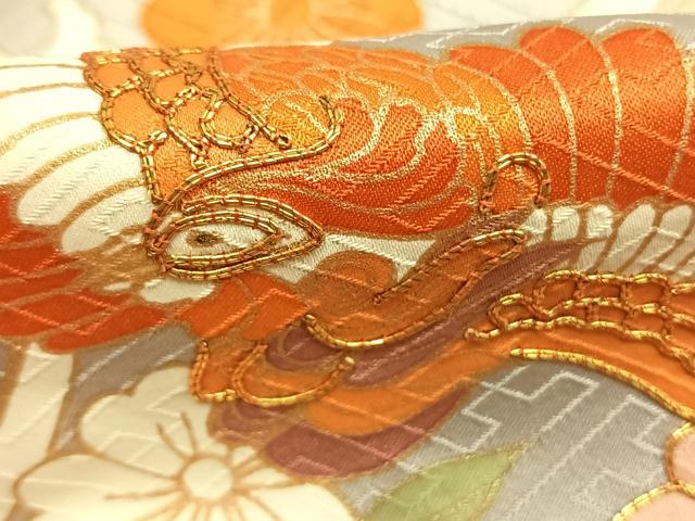 平和屋着物●十日町老舗ブランド　吉澤友禅　吾妻徳穂　訪問着　駒刺繍　花鳥文　暈し染め　金彩　正絹　逸品　AABI1518fy