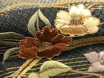 平和屋着物●訪問着　刺繍　露芝枝花文　暈し染め　金糸　金彩　正絹　逸品　AABI1520fy