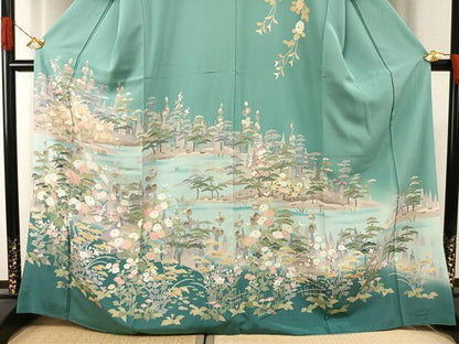平和屋着物●訪問着　風景花文　暈し染め　正絹　逸品　AABI1524fy