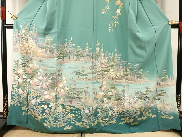 平和屋着物●訪問着　風景花文　暈し染め　正絹　逸品　AABI1524fy