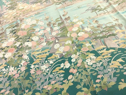 平和屋着物●訪問着　風景花文　暈し染め　正絹　逸品　AABI1524fy