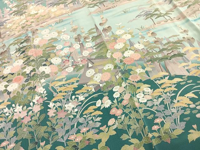 平和屋着物●訪問着　風景花文　暈し染め　正絹　逸品　AABI1524fy
