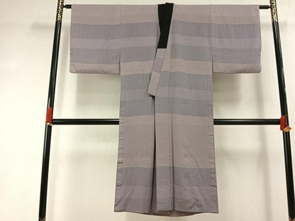 平和屋着物●男性　長襦袢　無双仕立て　横段文　正絹　逸品　AABI1526fy