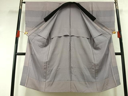 平和屋着物●男性　長襦袢　無双仕立て　横段文　正絹　逸品　AABI1526fy