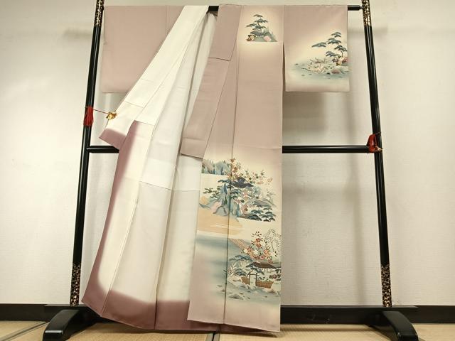 平和屋着物●熊崎和人　訪問着　友禅　風景花文　暈し染め　正絹　逸品　AABI1528fy