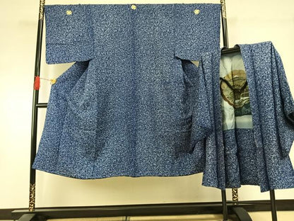 平和屋着物●男性　色紋付　羽織セット　霞文　正絹　逸品　AABI1529fy
