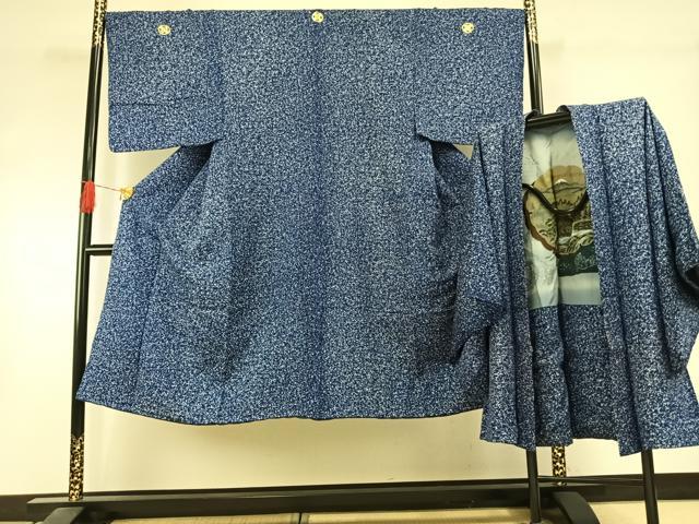 平和屋着物●男性　色紋付　羽織セット　霞文　正絹　逸品　AABI1529fy