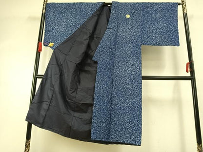 平和屋着物●男性　色紋付　羽織セット　霞文　正絹　逸品　AABI1529fy