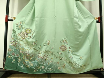 平和屋着物●訪問着　花鳥文　暈し染め　金彩　正絹　逸品　未使用　AABI1530fy