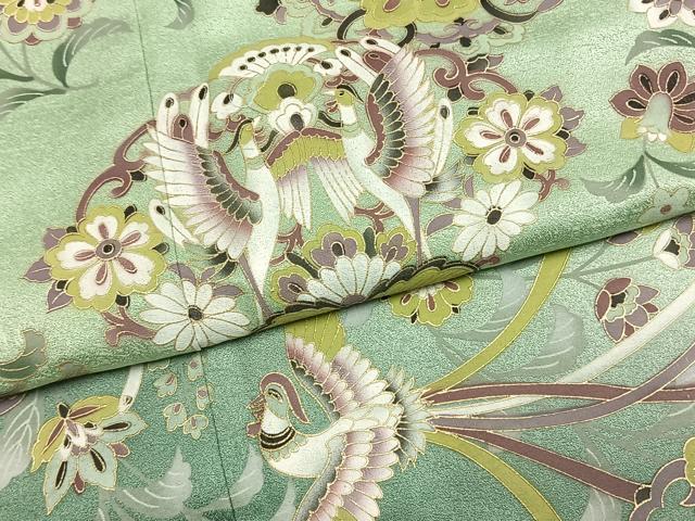 平和屋着物●訪問着　花鳥文　暈し染め　金彩　正絹　逸品　未使用　AABI1530fy