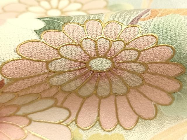 平和屋着物●訪問着　友禅　草花文　暈し染め　金彩　丹後ちりめん　反端付き　正絹　逸品　未使用　AABI1531fy