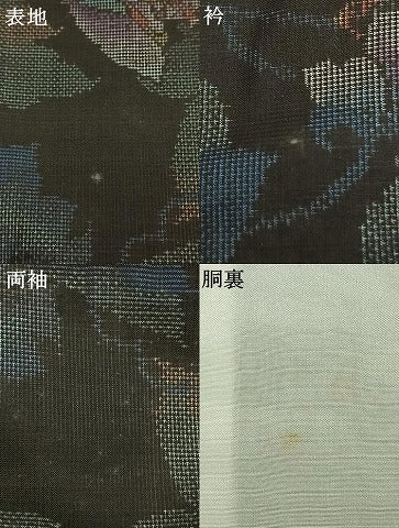 平和屋着物●本場大島紬　カタス7マルキ　草花文　黒地　正絹　逸品　AABI1568fy