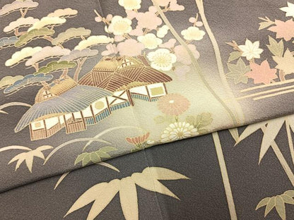 平和屋着物●訪問着　友禅　作家物　松竹梅　暈し染め　正絹　逸品　AABI1570fy