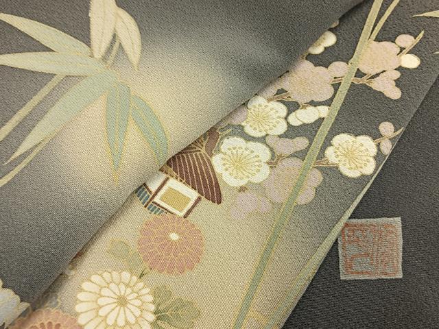 平和屋着物●訪問着　友禅　作家物　松竹梅　暈し染め　正絹　逸品　AABI1570fy