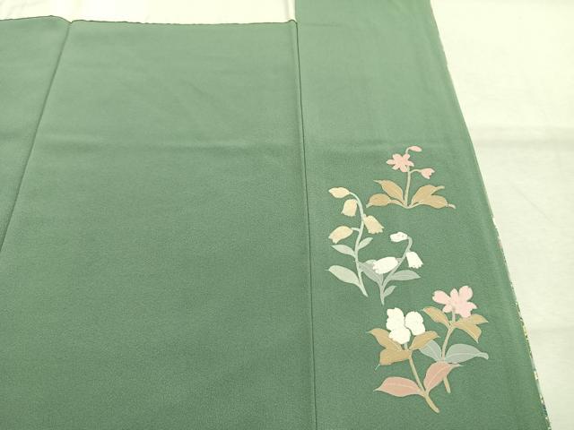 平和屋着物●訪問着　友禅　枝花文　暈し染め　金銀彩　正絹　逸品　未使用　AABI1571fy
