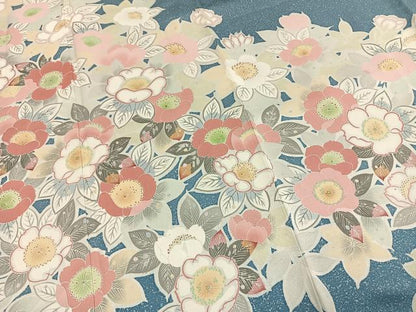 平和屋着物●京友禅　飯田信幸　訪問着　草花文　正絹　逸品　AABI1573fy