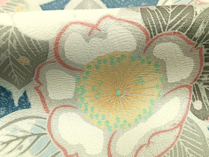 平和屋着物●京友禅　飯田信幸　訪問着　草花文　正絹　逸品　AABI1573fy