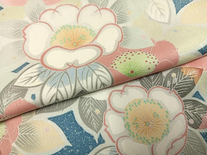 平和屋着物●京友禅　飯田信幸　訪問着　草花文　正絹　逸品　AABI1573fy
