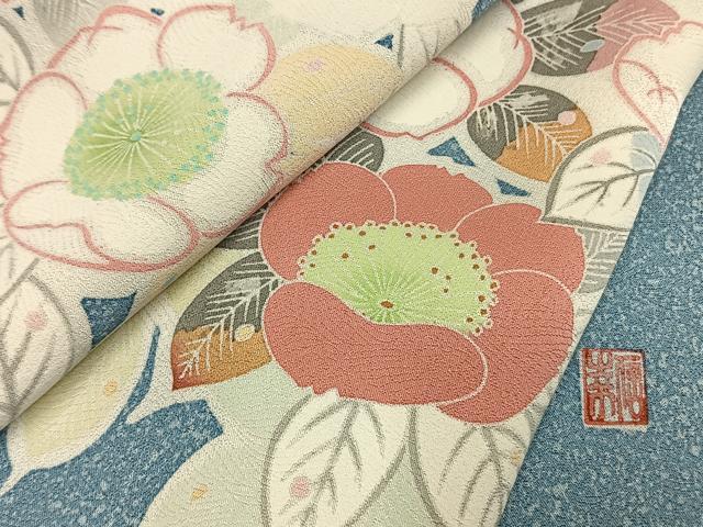 平和屋着物●京友禅　飯田信幸　訪問着　草花文　正絹　逸品　AABI1573fy