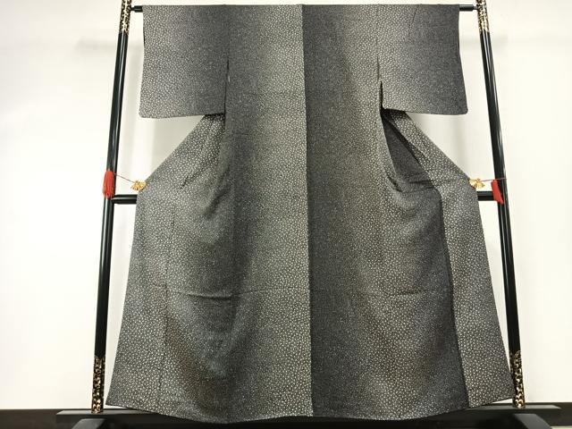 平和屋着物●上質な小紋　霞文　黒地　正絹　逸品　AABI1576fy