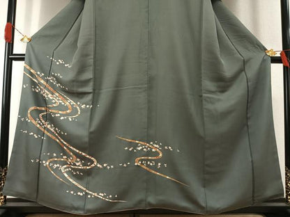 平和屋着物●訪問着　刺繍　熨斗花文　金彩　正絹　逸品　AABI1579fy