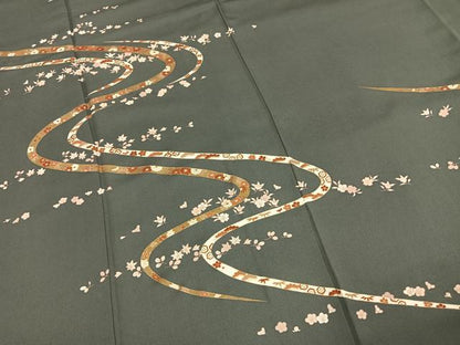 平和屋着物●訪問着　刺繍　熨斗花文　金彩　正絹　逸品　AABI1579fy