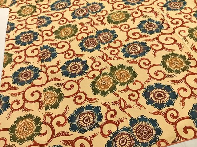 平和屋着物●上質な小紋　型染め　花唐草文　正絹　逸品　未使用　AABI1581fy