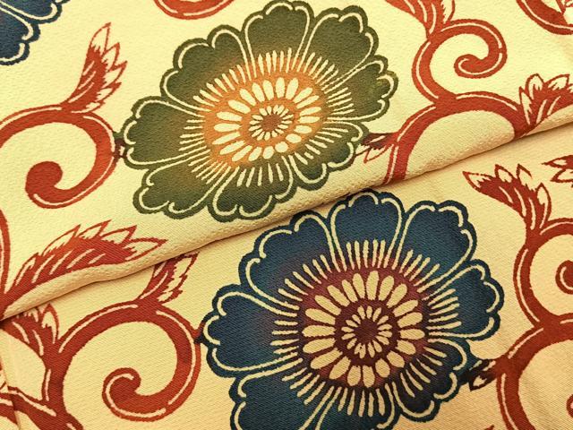 平和屋着物●上質な小紋　型染め　花唐草文　正絹　逸品　未使用　AABI1581fy