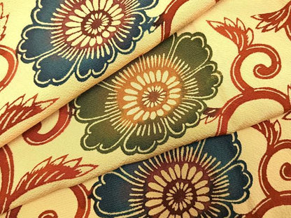 平和屋着物●上質な小紋　型染め　花唐草文　正絹　逸品　未使用　AABI1581fy
