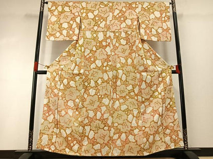 平和屋着物●上質な小紋　総絞り　草花文　正絹　逸品　AABI1582fy