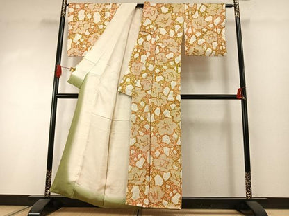 平和屋着物●上質な小紋　総絞り　草花文　正絹　逸品　AABI1582fy