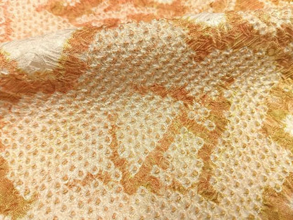 平和屋着物●上質な小紋　総絞り　草花文　正絹　逸品　AABI1582fy