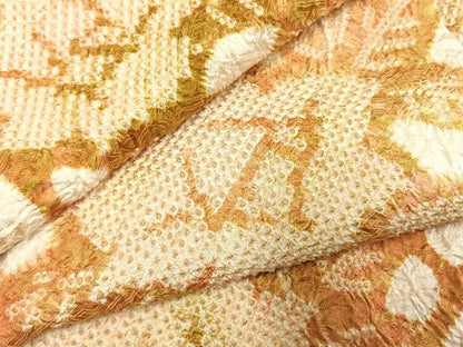 平和屋着物●上質な小紋　総絞り　草花文　正絹　逸品　AABI1582fy