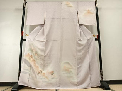 平和屋着物●訪問着　駒刺繍　花蝶文　暈し染め　金糸　金銀彩　正絹　逸品　AABI1584fy