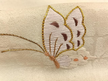 平和屋着物●訪問着　駒刺繍　花蝶文　暈し染め　金糸　金銀彩　正絹　逸品　AABI1584fy