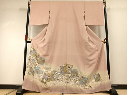 平和屋着物●豪華色留袖　友禅　作家物　駒刺繍　色紙重ね花文　暈し染め　金銀彩　正絹　逸品　AABI1585fy