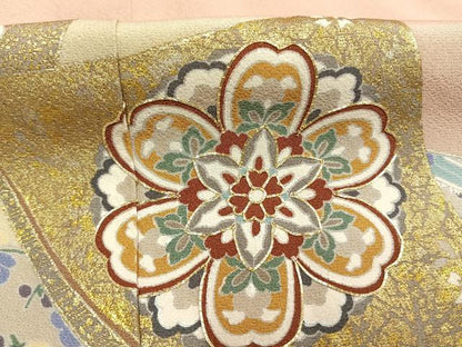 平和屋着物●豪華色留袖　友禅　作家物　駒刺繍　色紙重ね花文　暈し染め　金銀彩　正絹　逸品　AABI1585fy