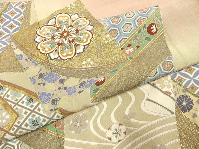 平和屋着物●豪華色留袖　友禅　作家物　駒刺繍　色紙重ね花文　暈し染め　金銀彩　正絹　逸品　AABI1585fy