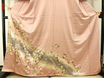 平和屋着物●訪問着　扇面花文　暈し染め　金彩　正絹　逸品　AABI1586fy
